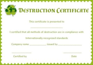 certificate of data destruction